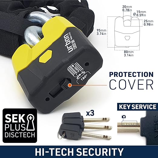 Urban Security U8K120 120cm Motorcycle Chain + Lock - Security Level 20 - Shop name