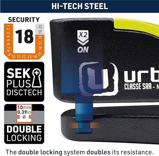 Urban Security UR10 Motorcycle Disc Lock With Alarm - Security Level 18 - Sold Secure Certified - Shop name