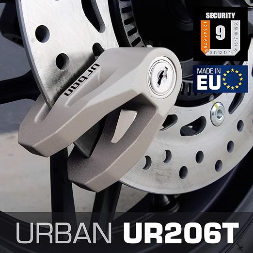 Urban Security UR206T Motorcycle Disc Lock + Reminder Cable - Security Level 10 - Shop name