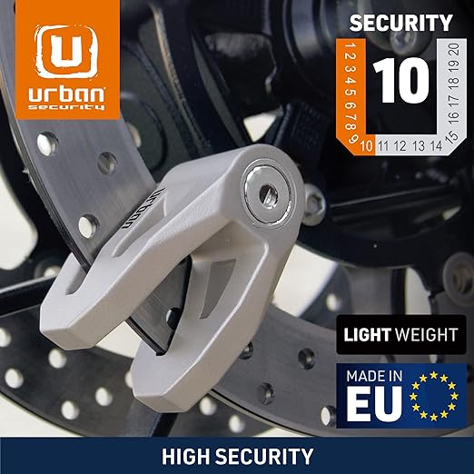 Urban Security UR208T Motorcycle Disc Lock + Reminder Cable - Security Level 10 - Shop name