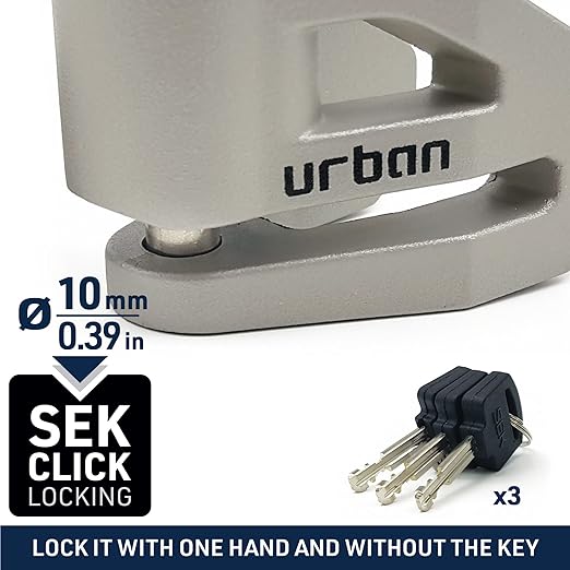 Urban Security UR208T Motorcycle Disc Lock + Reminder Cable - Security Level 10 - Shop name
