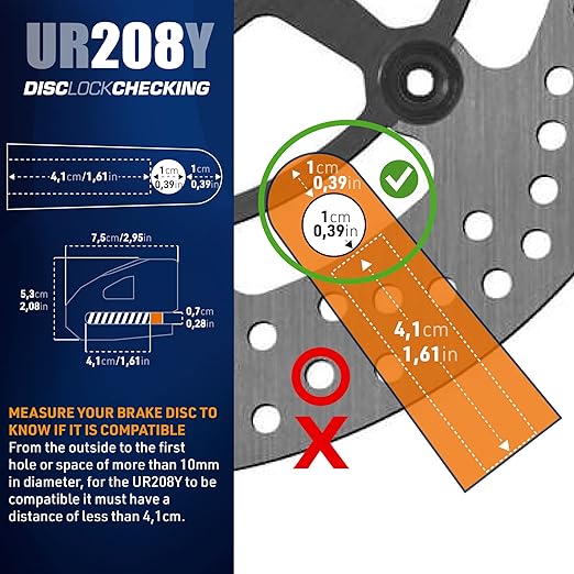 Urban Security UR208Y Motorcycle Disc Lock + Reminder Cable - Security Level 10 - Shop name