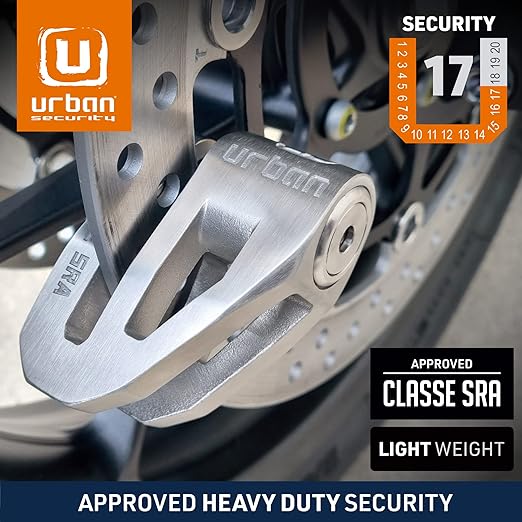Urban Security UR210S Motorcycle Disc Lock + Reminder Cable - Security Level 17 - Sold Secure Certified - Shop name