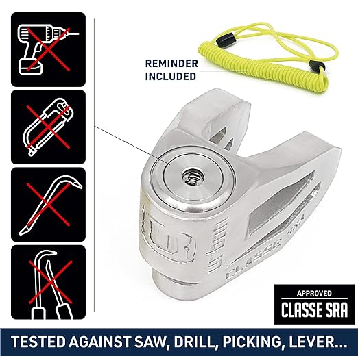 Urban Security UR210S Motorcycle Disc Lock + Reminder Cable - Security Level 17 - Sold Secure Certified - Shop name