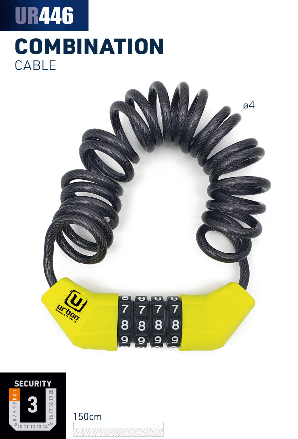 Urban Security UR446 Motorcycle Combination Cable lock - Security Level 3Β -Β Shop name