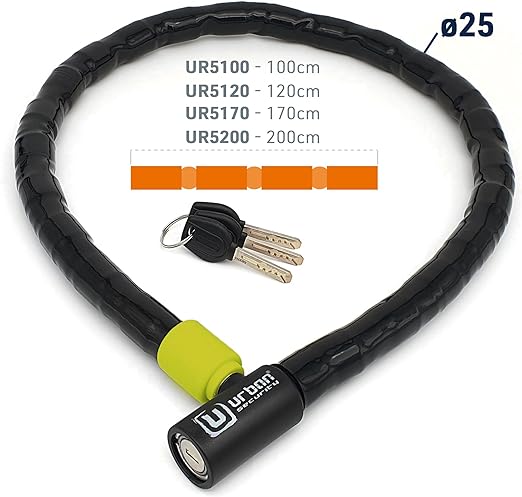 Urban Security UR5120 Duoflex Articulated 120cm Motorcycle Cable Lock - Security Level 9 - Shop name