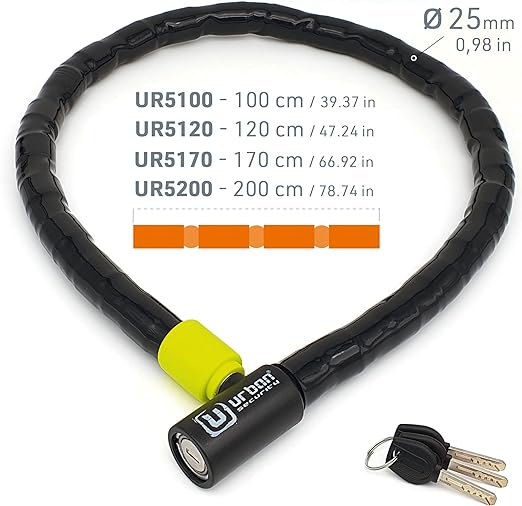 Urban Security UR5200 Duoflex Articulated 200cm Motorcycle Cable Lock - Security Level 9 - Shop name