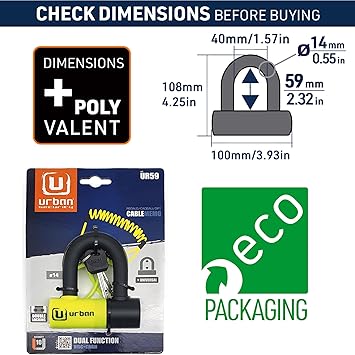 Urban Security UR59 Motorcycle Disc Lock + Reminder Cable - Security Level 10 -  Shop name