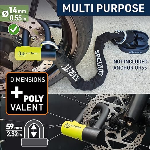 Urban Security UR59120 120cm Motorcycle Loop Chain + Lock - Security Level 11 - Shop name