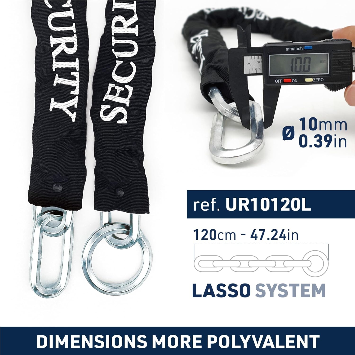 Urban Security UR75+10.120L 120cm Motorcycle Loop Chain + Lock - Security Level 18 - Shop name
