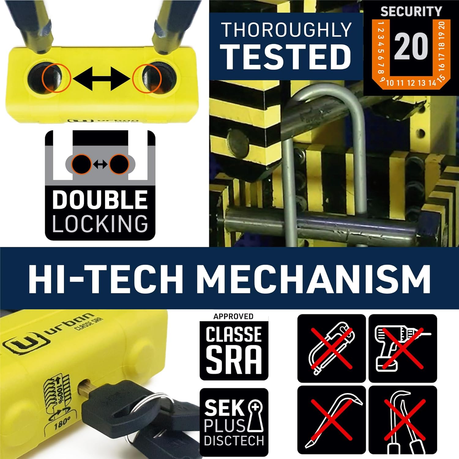 Urban Security UR75120 120cm Motorcycle Chain + Lock - Security Level 20 - Shop name