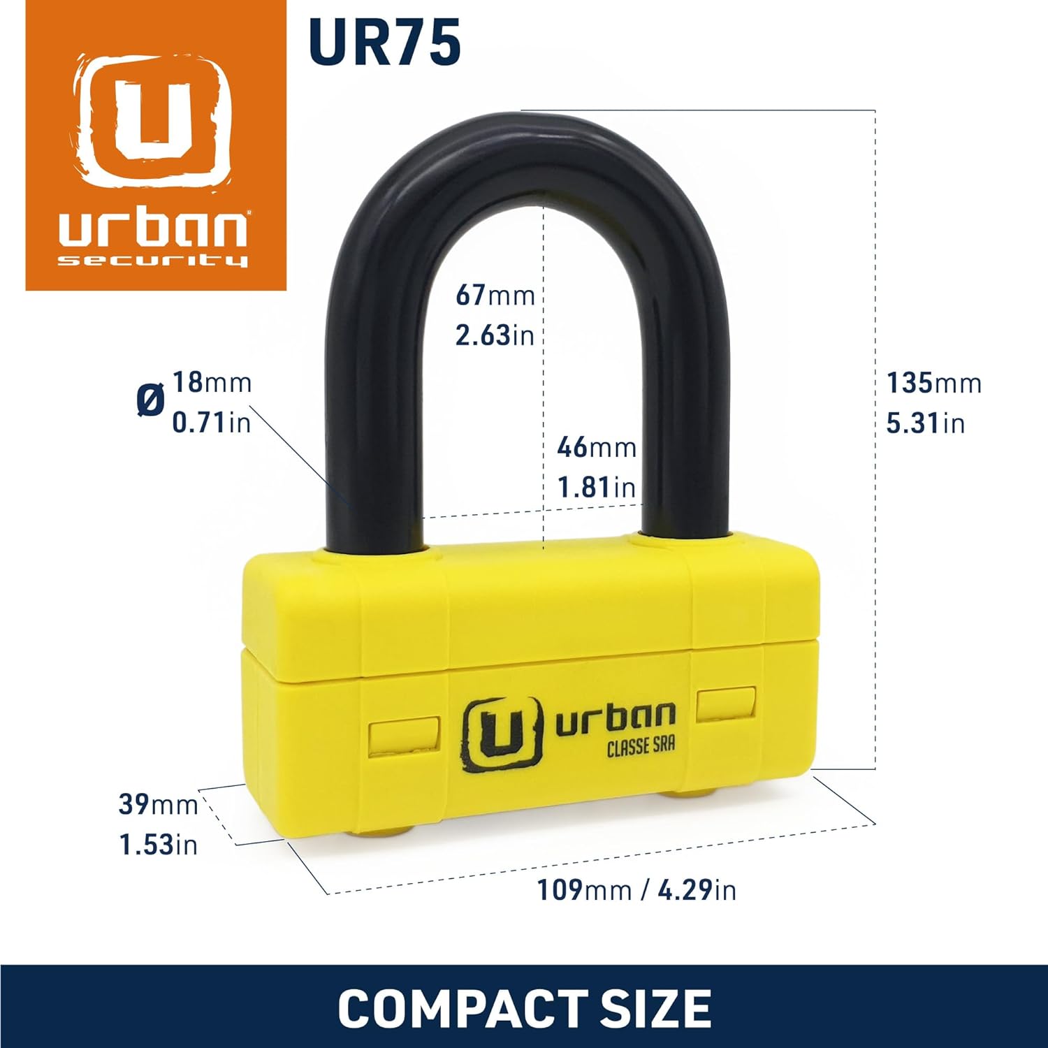 Urban Security UR75120 120cm Motorcycle Chain + Lock - Security Level 20 - Shop name