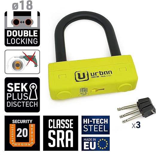 Urban Security UR85120Y Motorcycle U Lock - Security Level 20 - Shop name