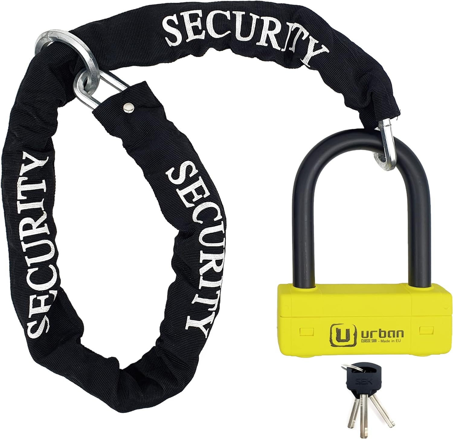 Urban Security UR85120Y+10.120L 120cm Motorcycle Loop Chain + Lock - Security Level 20 - Shop name