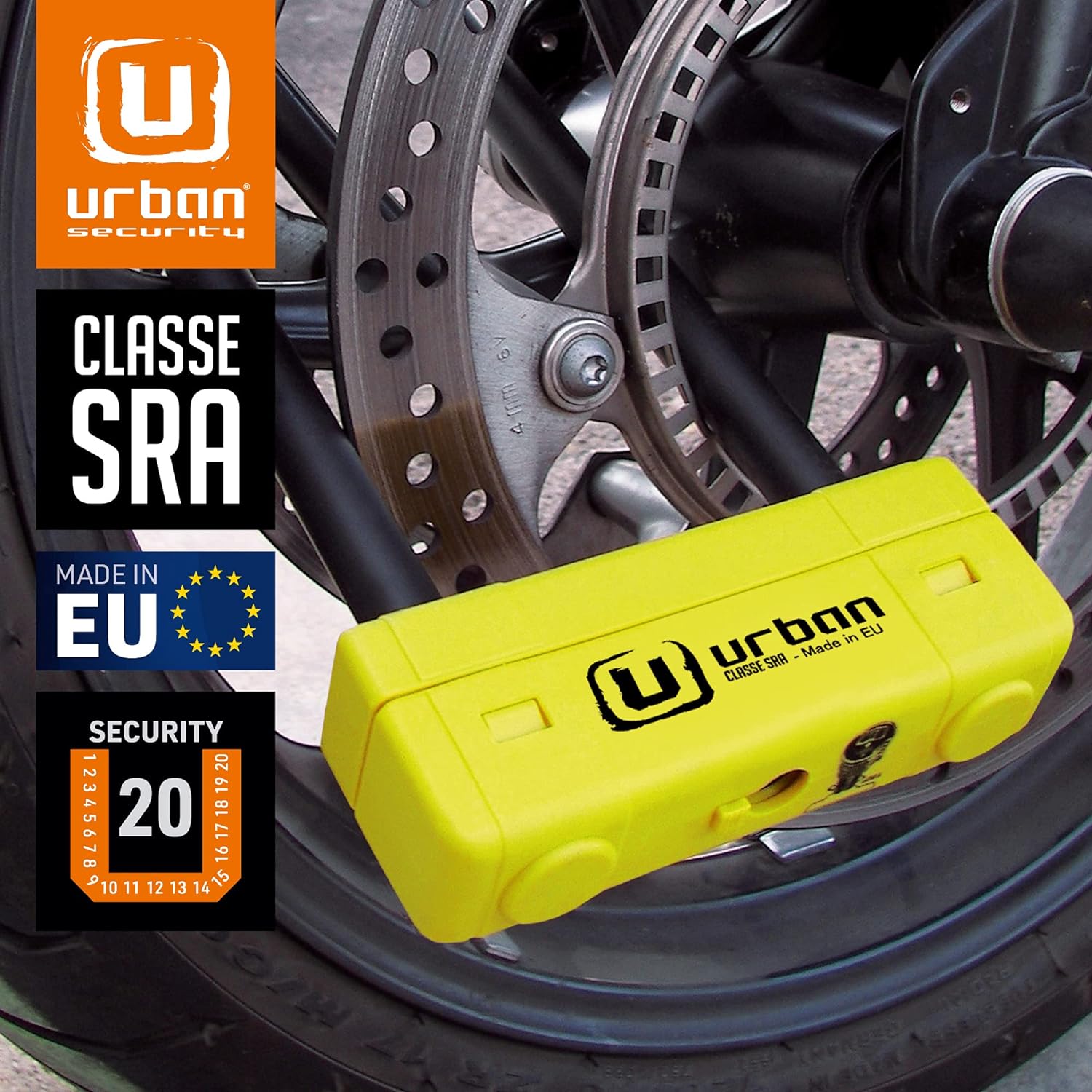 Urban Security UR85250Y Motorcycle U Lock - Security Level 20 - Shop name