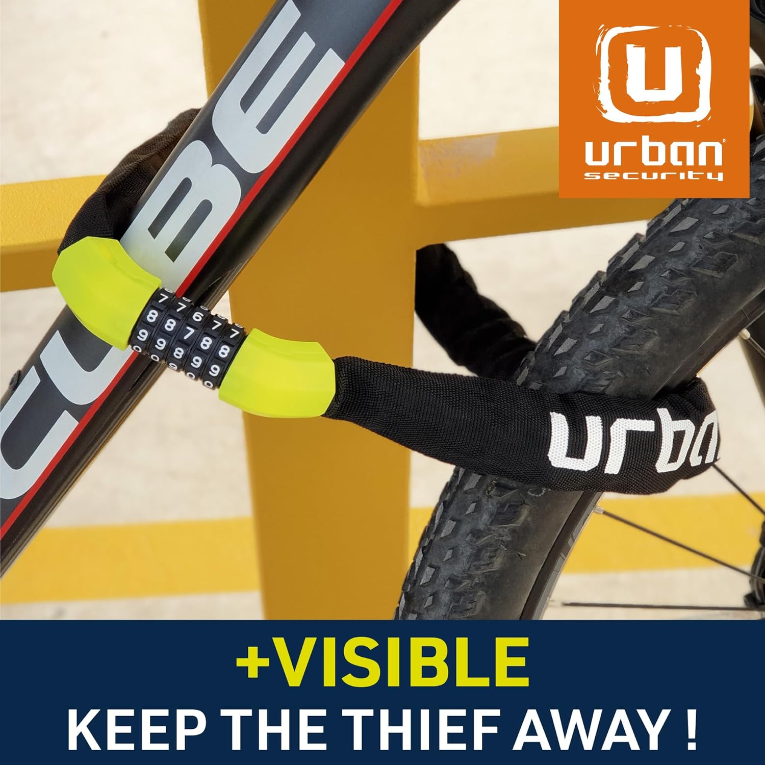 Urban Security UR890 100cm Motorcycle Chain + Combination Lock - Security Level 8 - Shop name