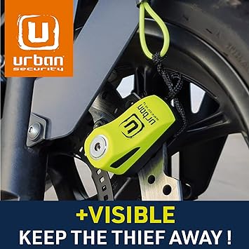 Urban Security UR955Y Motorcycle Disc Lock + Reminder Cable - Security Level 6 - Shop name