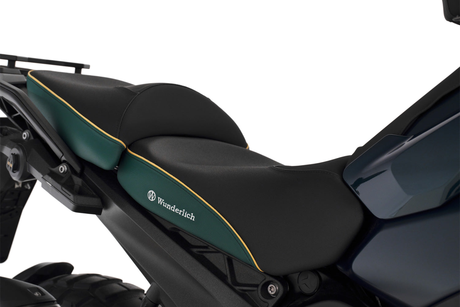 Wunderlich Aktivkomfort Rider Seat with Heating Smart Plug & Play High | Green Gold - Pyramid Motorcycle Accessories