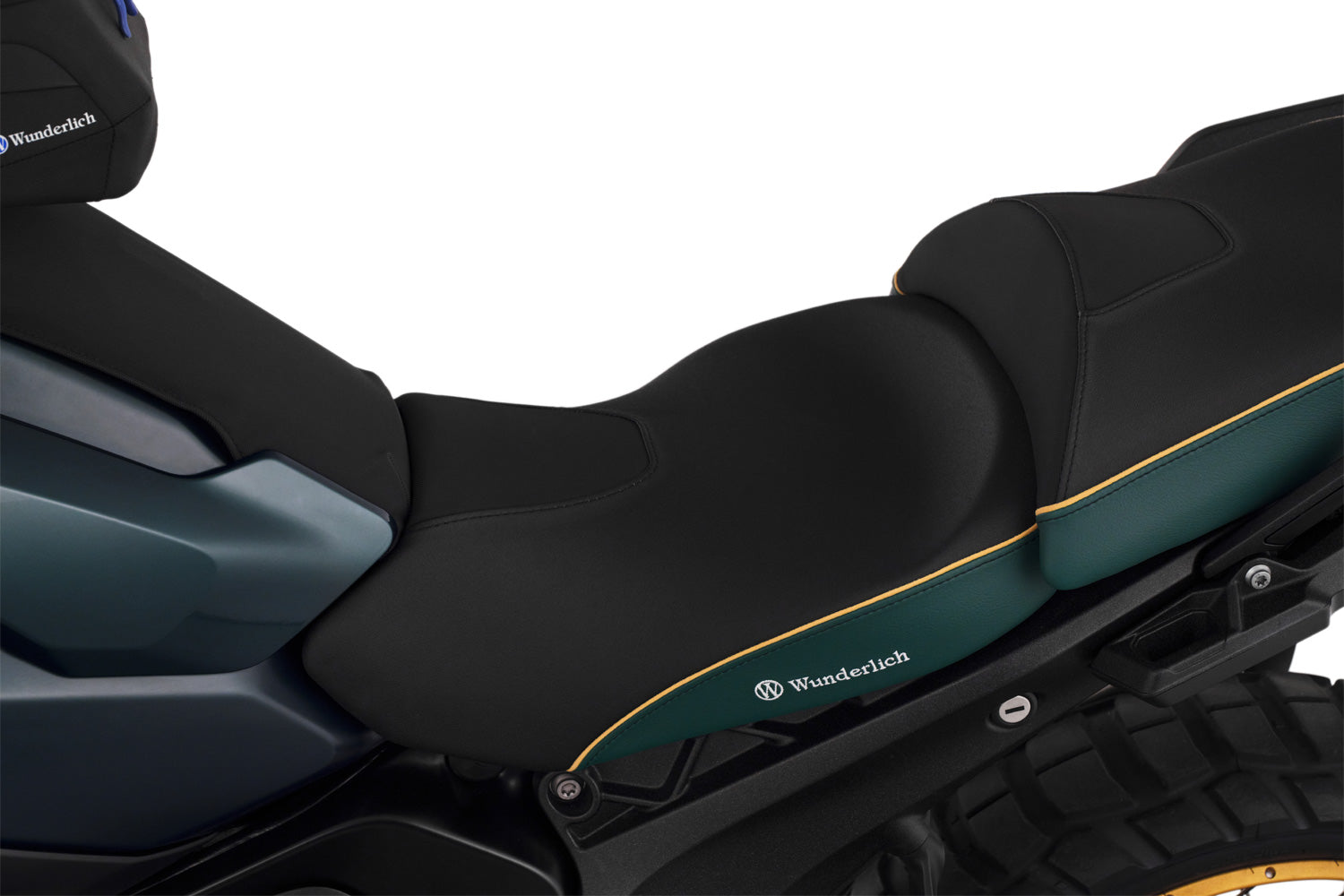 Wunderlich Aktivkomfort Rider Seat with Heating Smart Plug & Play High | Green Gold - Pyramid Motorcycle Accessories