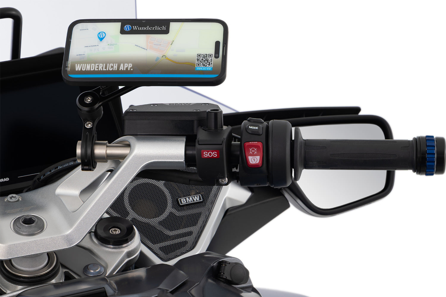 Wunderlich Clip-On Handlebar Adapter for Smartphone Mount | Silver - Pyramid Motorcycle Accessories