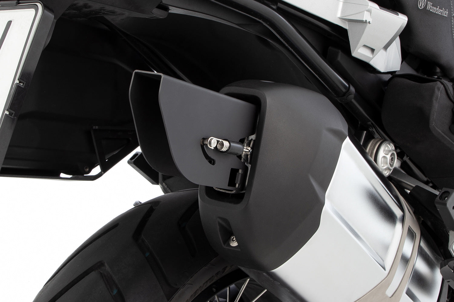Wunderlich Gonzzoo Exhaust Deflector For Akrapovic Sports | Silver | BMW R 1250 GS - Pyramid Motorcycle Accessories
