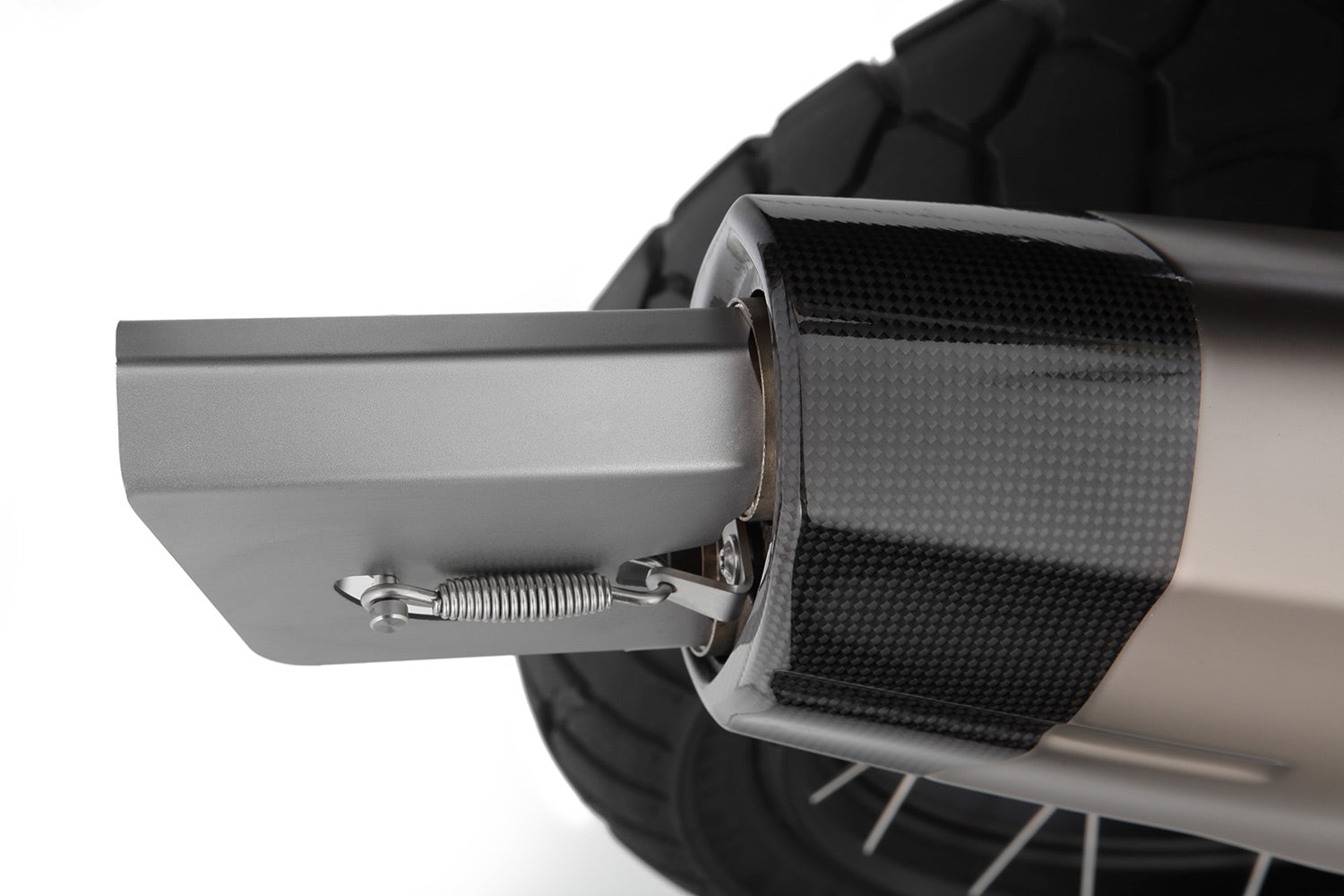 Wunderlich Gonzzoo Exhaust Deflector For Akrapovic Sports | Silver | BMW R 1250 GS - Pyramid Motorcycle Accessories