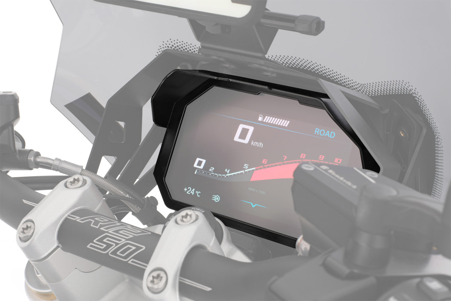 Wunderlich TFT Display Anti-theft Guard with Glare Shield Mounting Option | Black - Pyramid Motorcycle Accessories