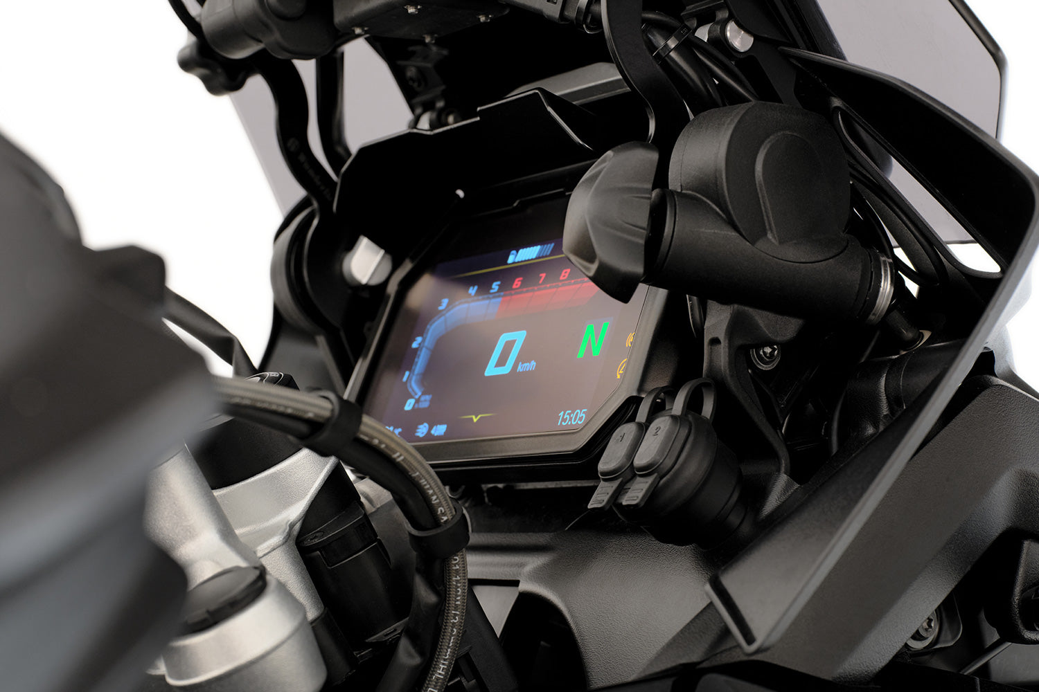 Wunderlich TFT Display Theft Protection with Integrated Anti-glare Shield | Black - Pyramid Motorcycle Accessories