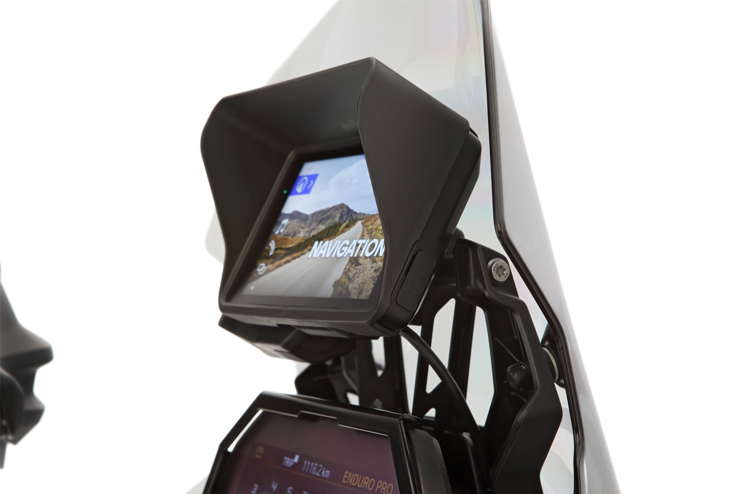 Wunderlich Glare Shield for BMW Navigator Connectedride | Black | BMW R nineT - Pyramid Motorcycle Accessories