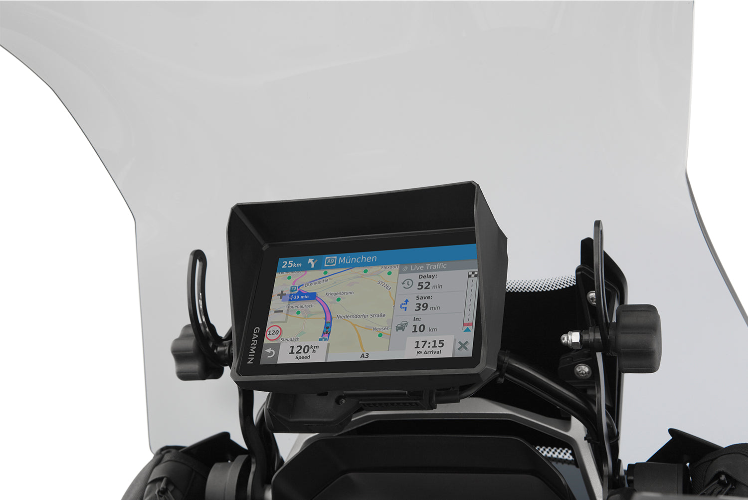 Wunderlich Sun Visor For Garmin Zumo XT2 | Black | BMW R nineT - Pyramid Motorcycle Accessories