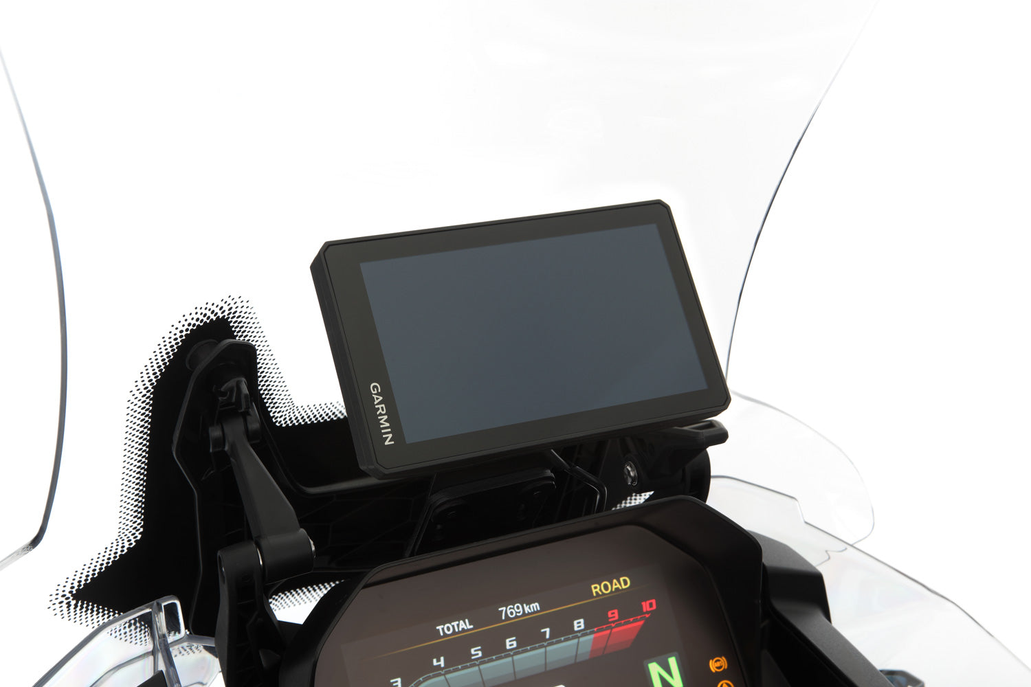 Wunderlich Sun Visor For Garmin Zumo XT | Black | BMW R nineTΒ -Β Β Pyramid Motorcycle Accessories
