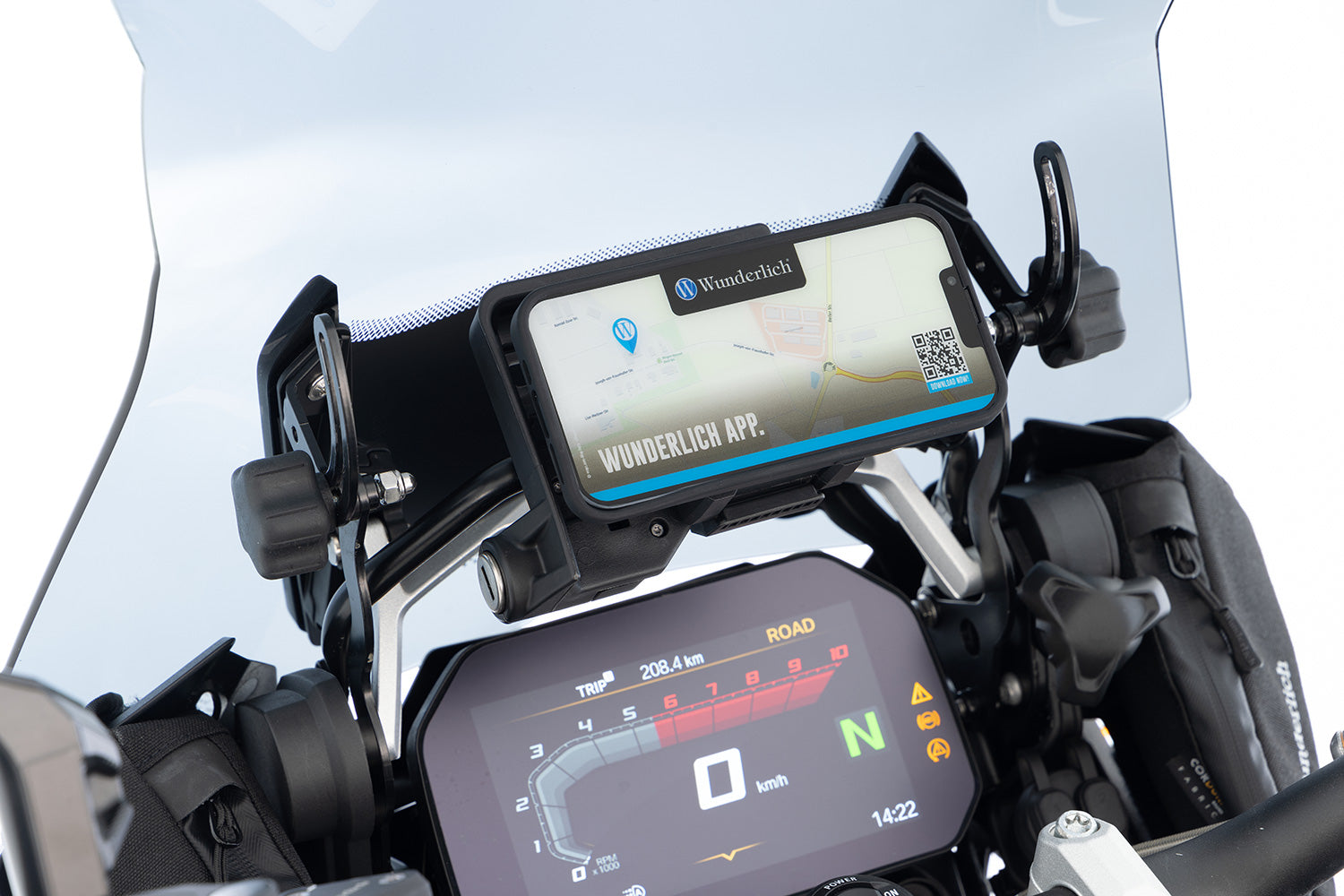 Wunderlich USB Double Socket USB-C with Socket Installation | Black | BMW R 1300 GS - Pyramid Motorcycle Accessories