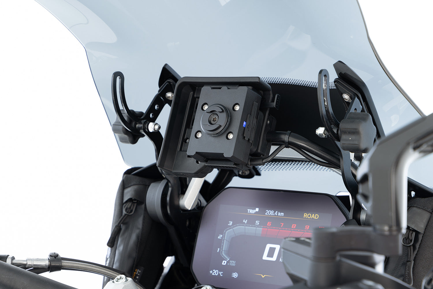 Wunderlich USB Double Socket USB-C with Socket Installation | Black | BMW R 1300 GS - Pyramid Motorcycle Accessories
