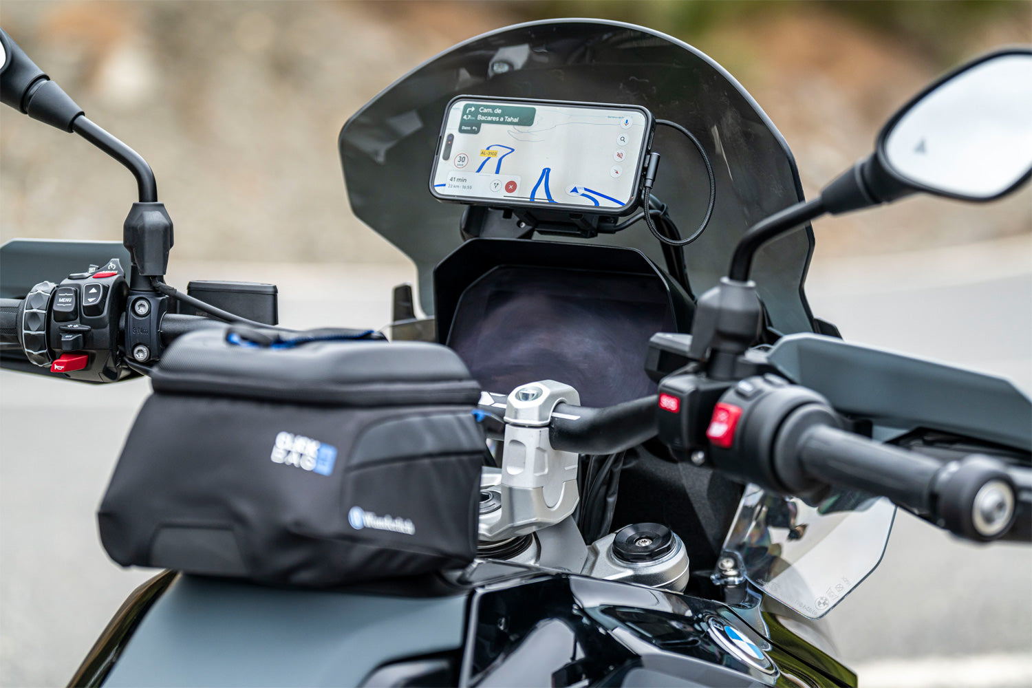 Wunderlich Usb Charging Box Multiclamp | Black | BMW R nineT - Pyramid Motorcycle Accessories