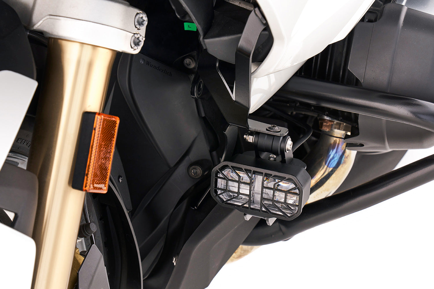 Wunderlich LED Auxillary Headlight Microflooter 3.0 Vehicle Mounting | Black | BMW R 1250 RT - Pyramid Motorcycle Accessories
