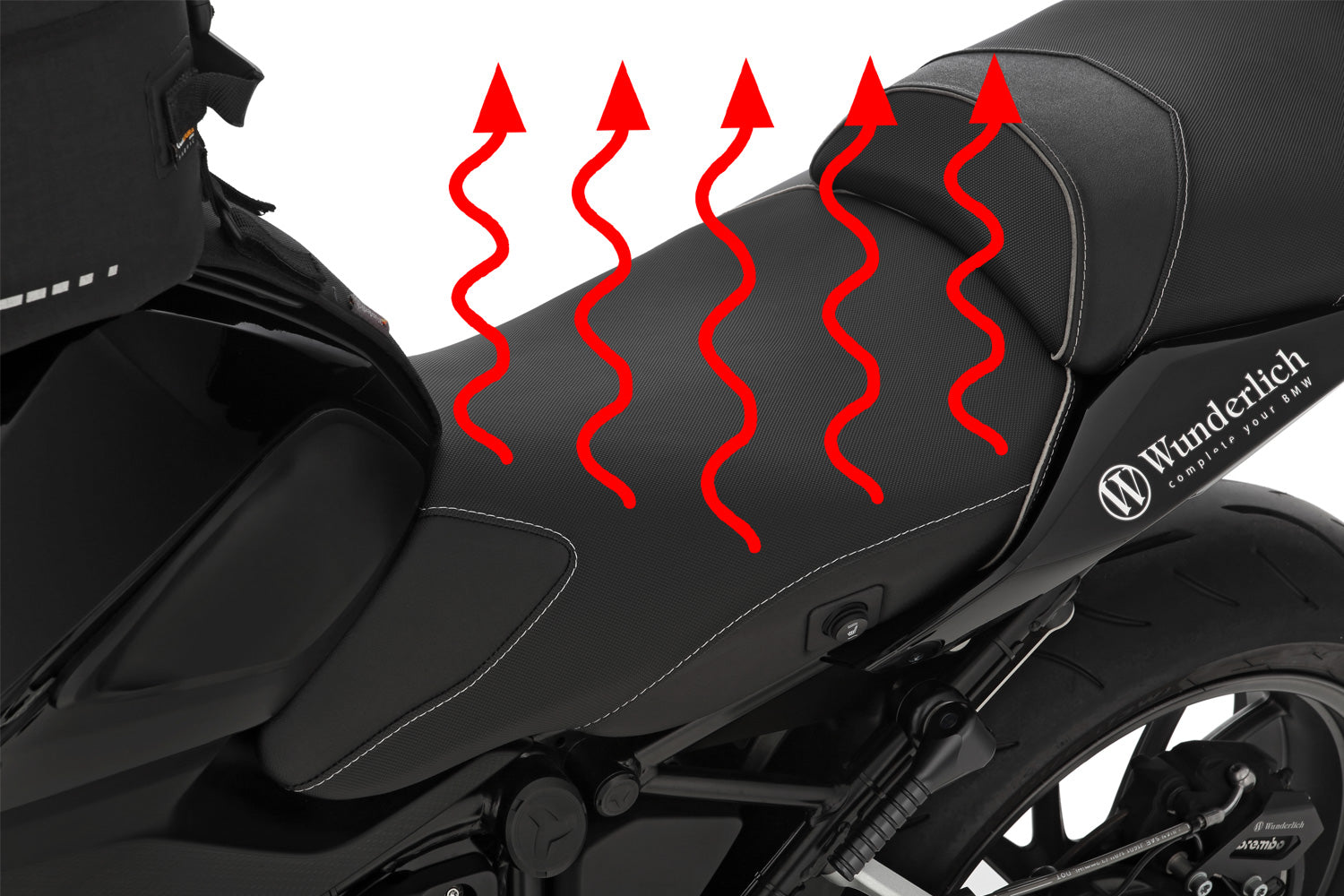 Wunderlich Rider Seat Aktivkomfort with Aftermarket Heating High | Black | BMW R 1250 RΒ -Β Β Pyramid Motorcycle Accessories