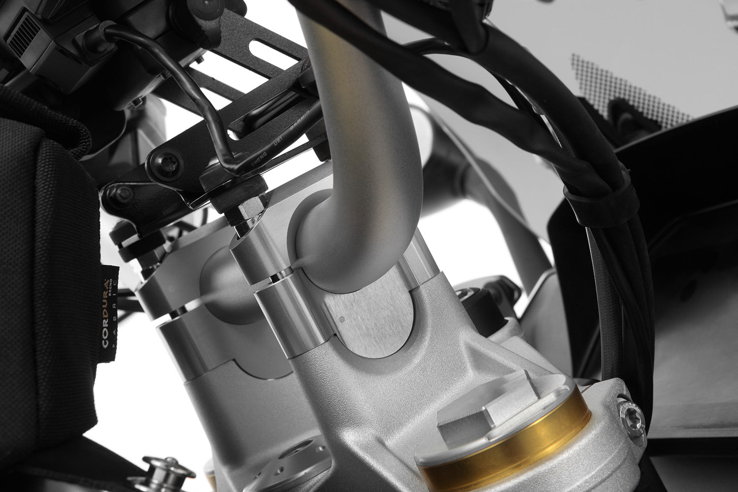 Wunderlich Ergo Handlebar Risers with BMW Navigation Mount For 25 mm | Silver - Pyramid Motorcycle Accessories