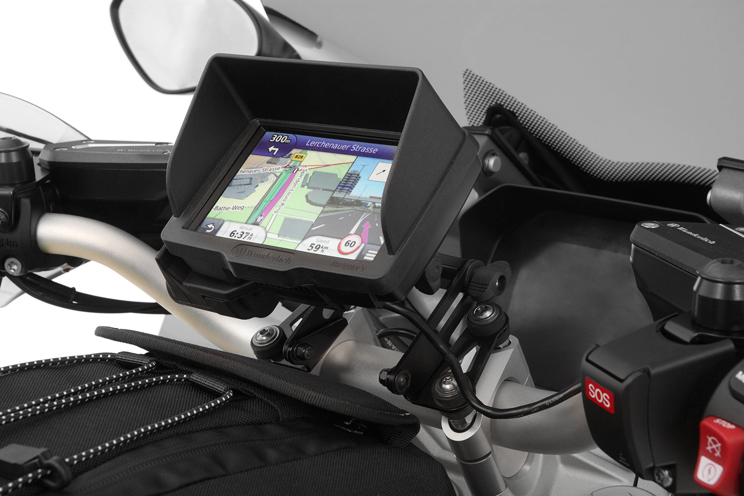 Wunderlich Ergo Handlebar Risers with BMW Navigation Mount For 25 mm | Silver - Pyramid Motorcycle Accessories