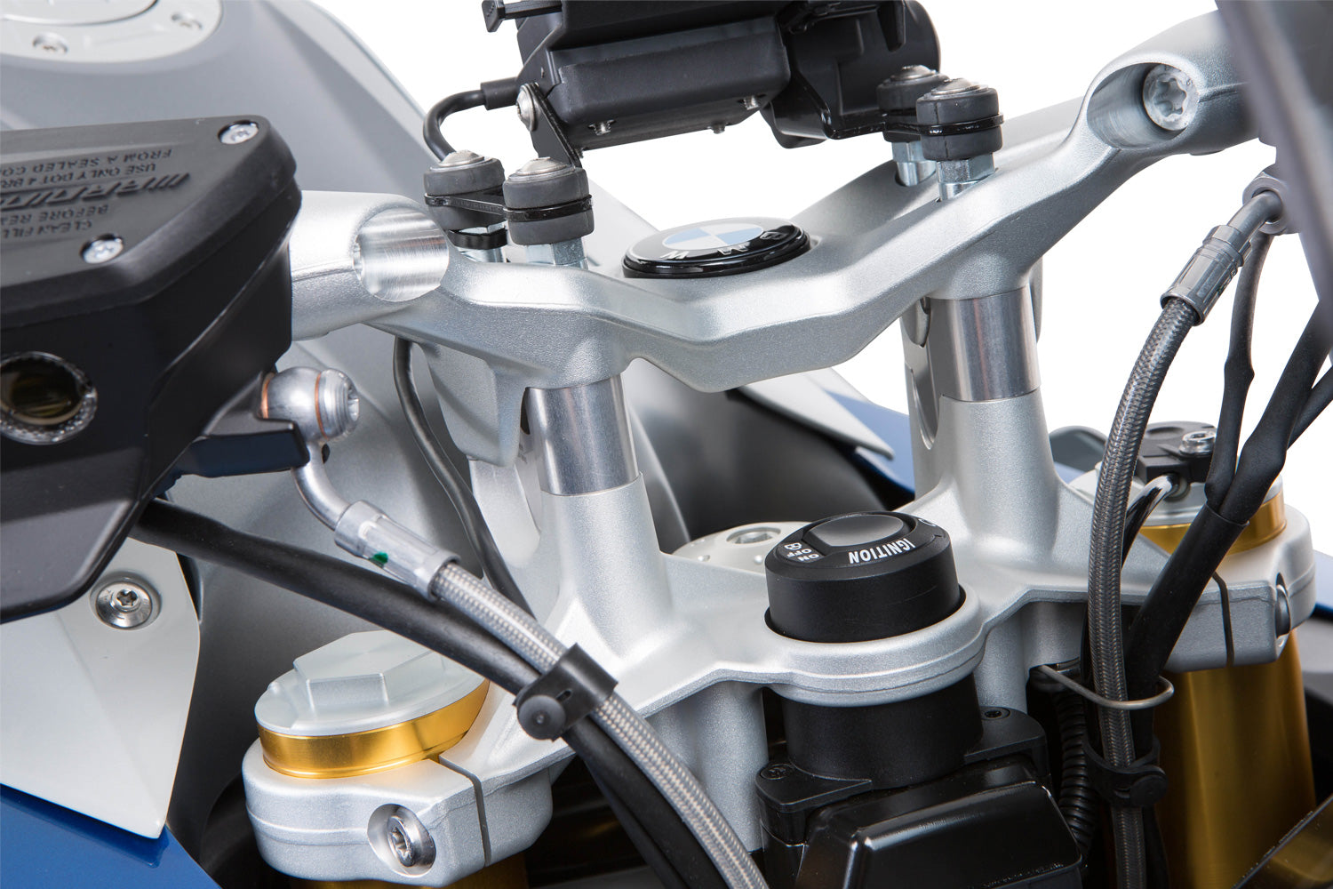 Wunderlich Ergo Handlebar Risers with BMW Navigation Mount For 25 mm | Silver - Pyramid Motorcycle Accessories