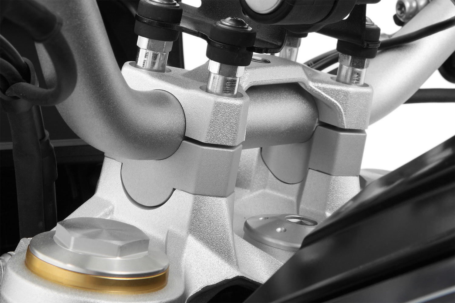 Wunderlich Special Screws Handlebar Riser with Navigation | Silver | BMW S 1000 R - Pyramid Motorcycle Accessories