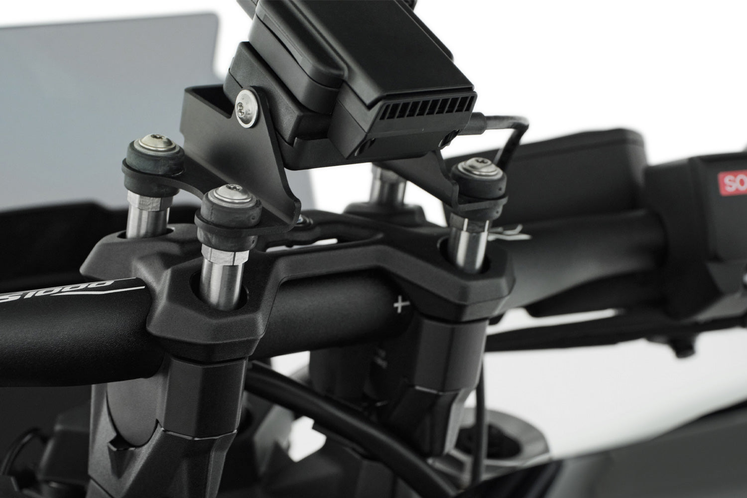 Wunderlich Special Screws Handlebar Riser with Navigation | Silver | BMW S 1000 R - Pyramid Motorcycle Accessories