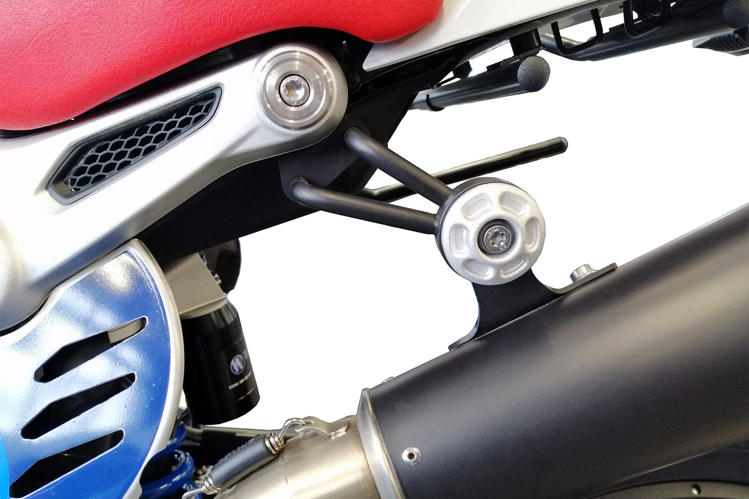 Wunderlich Exhaust Pipe Holder High | R nineT | Black - Pyramid Motorcycle Accessories