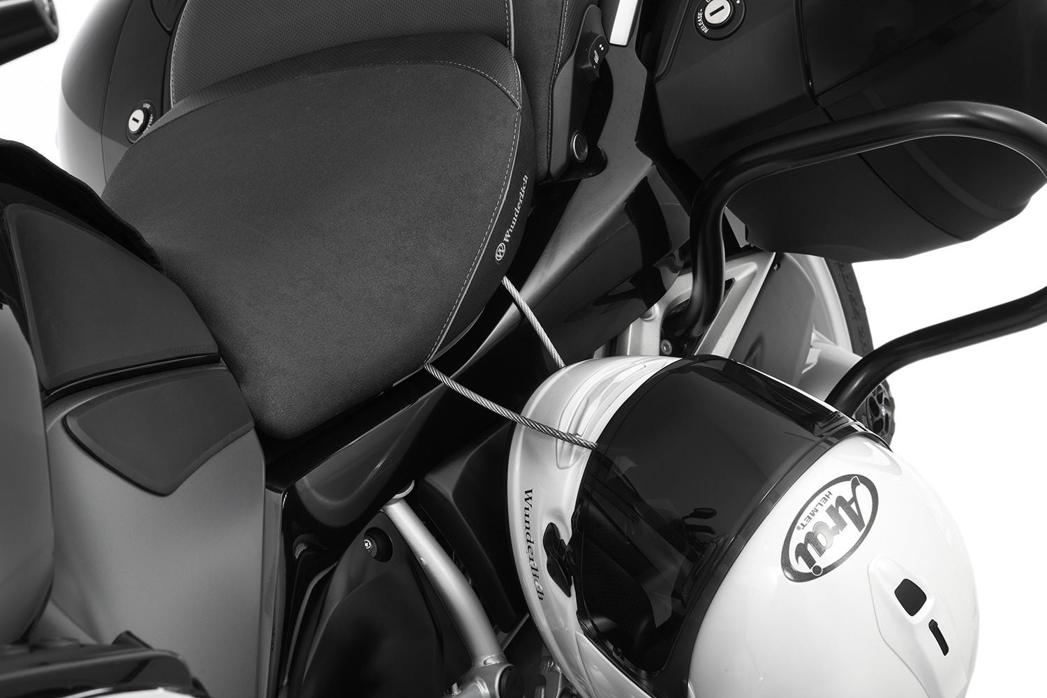 Wunderlich Helm-lock Helmet Anti-theft Protection | Silver | BMW F 900 GS - Pyramid Motorcycle Accessories