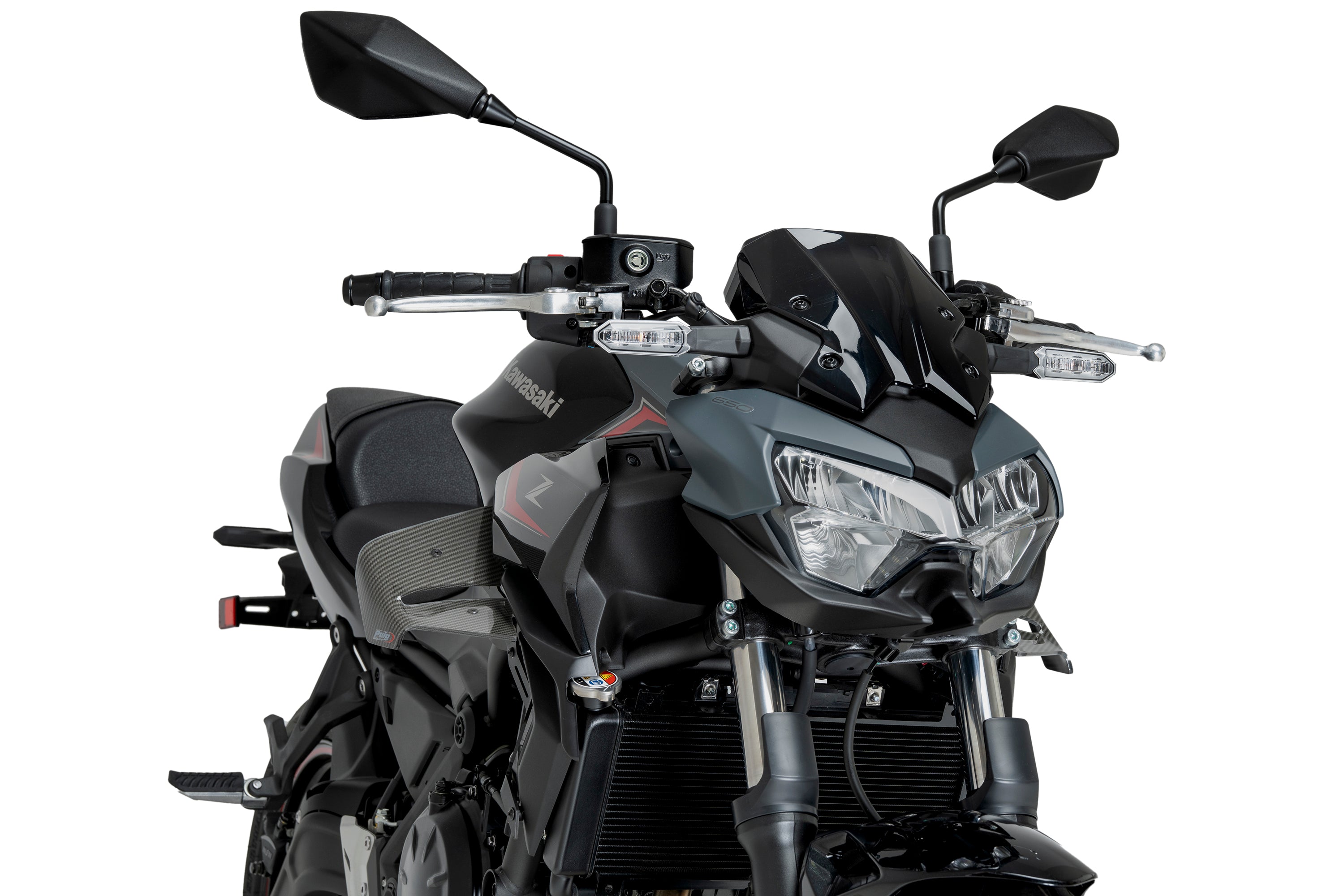 Puig D12 Side Downforce Wings | Carbon Look | Kawasaki Z650 2020>Current - Pyramid Motorcycle Accessories