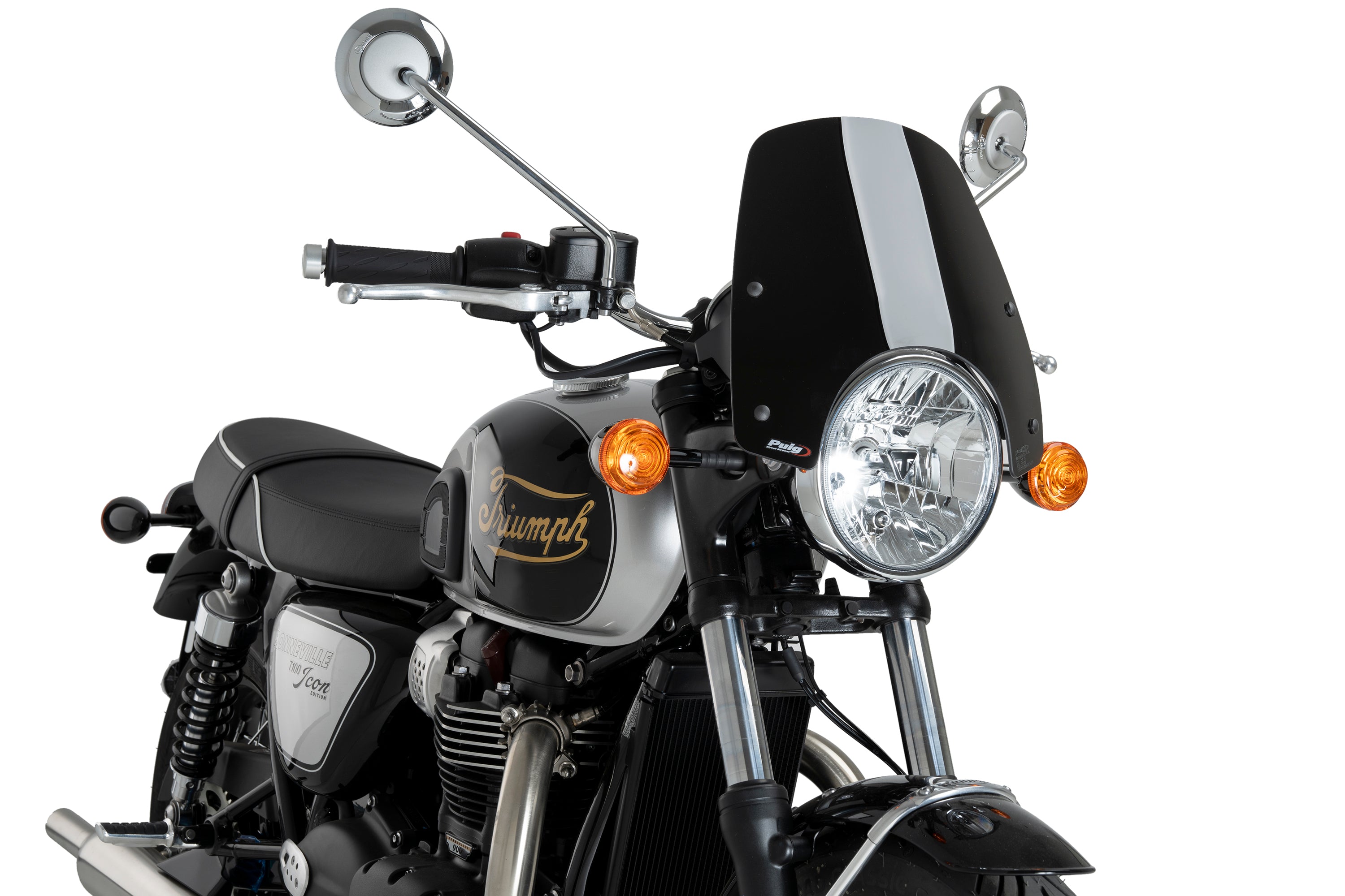 Puig Sport Screen | Black (Opaque) | Triumph Bonneville T100/T120 - Pyramid Motorcycle Accessories