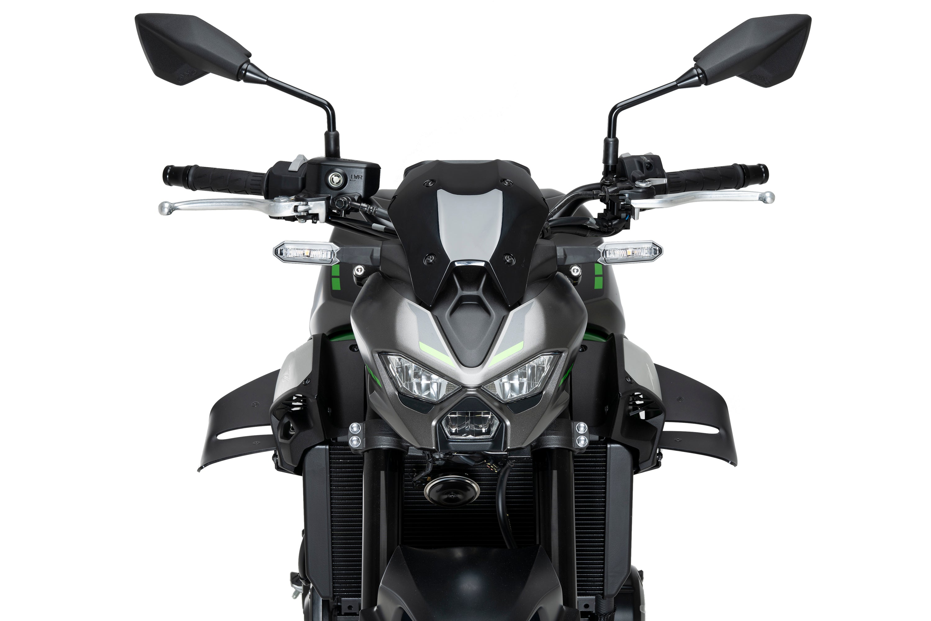 Puig D12 Side Downforce Wings | Matte Black | Kawasaki Z900/SE 2025>Current - Pyramid Motorcycle Accessories