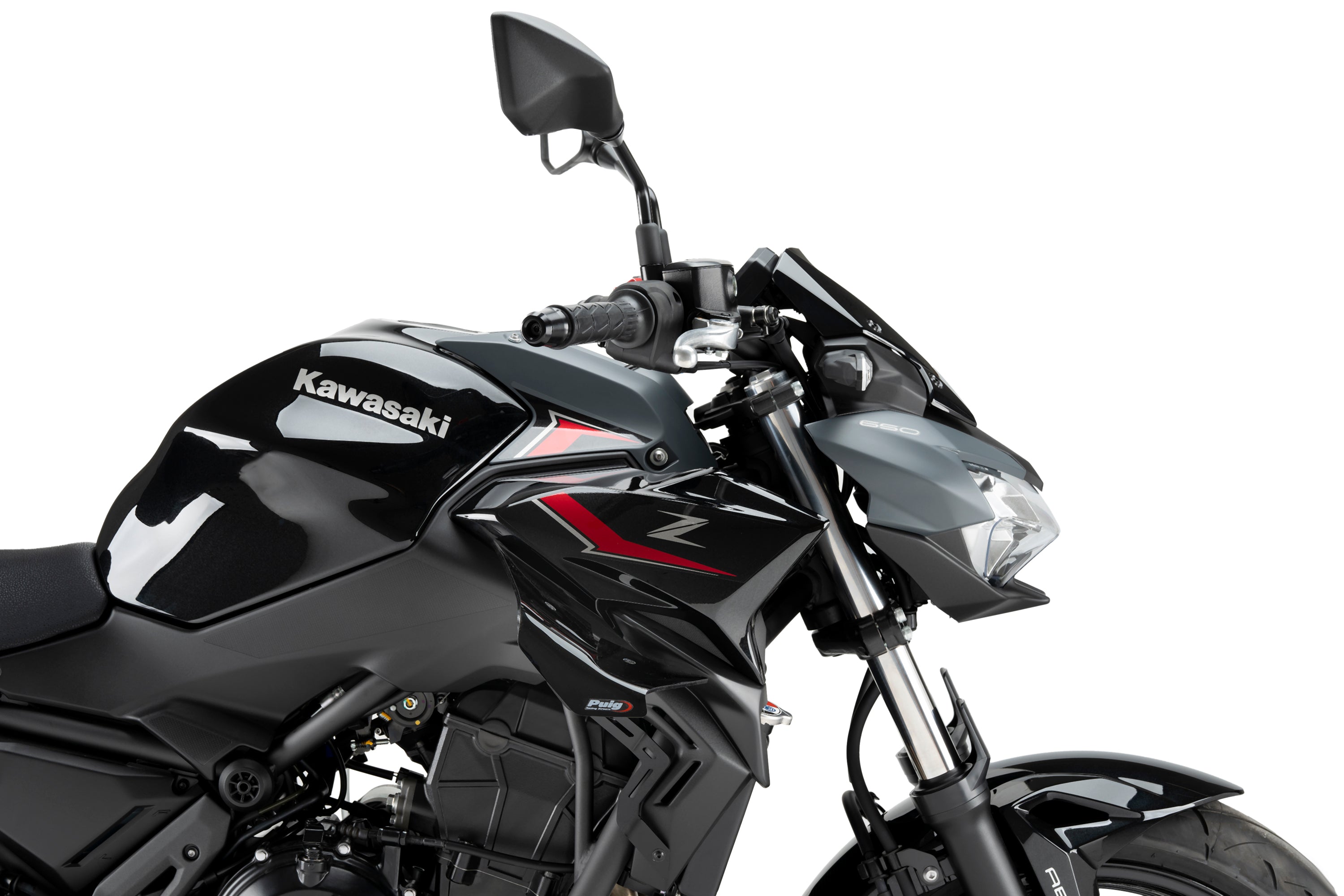 Puig D12 Side Downforce Wings | Gloss Black | Kawasaki Z650 2020>Current - Pyramid Motorcycle Accessories