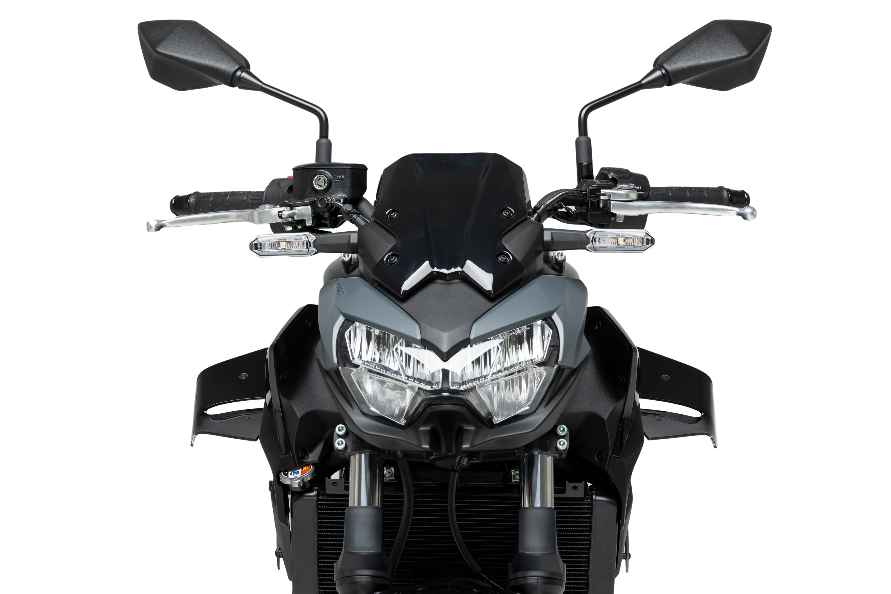 Puig D12 Side Downforce Wings | Gloss Black | Kawasaki Z650 2020>Current - Pyramid Motorcycle Accessories