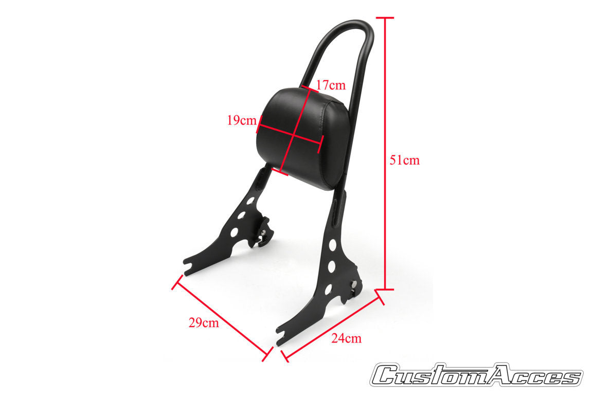 Customacces Speed Sissybars | Black | Harley Davidson Sportster Superlow (XL883L) 2004>2014 - Pyramid Motorcycle Accessories