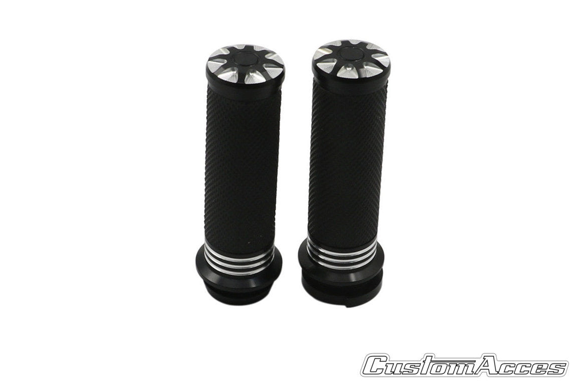 Customacces Electric Handlebar Grips - 135mm Length - Fits 25.4mm bars | Black - Pyramid Motorcycle Accessories